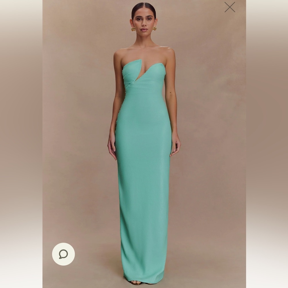 Strapless Aqua Sequin Evening Gown